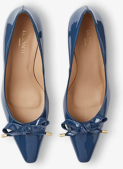 Womens Blu-Smoke Blue Alma Bow-Embellished Patent-Leather Heeled Courts Eur 36 / 3 Uk Women - Image 2