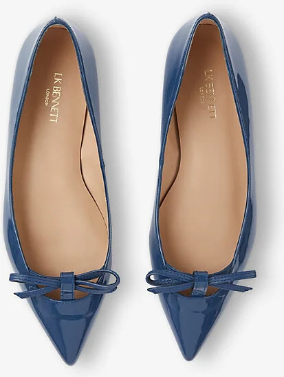 Womens Blu-Smoke Blue Lynne Bow-Embellished Leather Ballet Flats Eur 40 / 7 Uk Women - Image 2