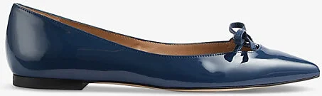 Womens Blu-Smoke Blue Lynne Bow-Embellished Leather Ballet Flats Eur 40 / 7 Uk Women