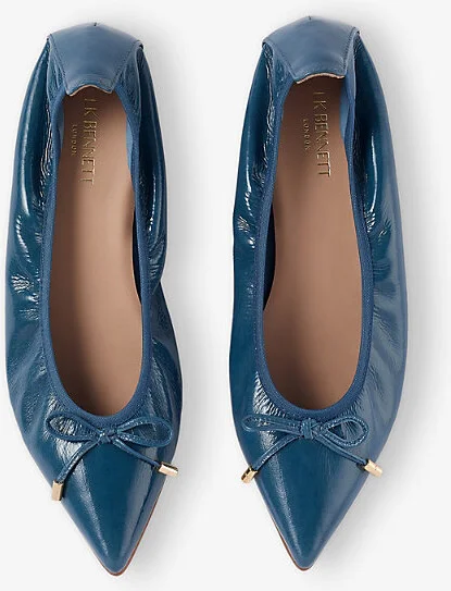 Womens Blu-Steel Blue Tilly Patent-Leather Ballet Flats Eur 38/5 Uk Women - Image 2