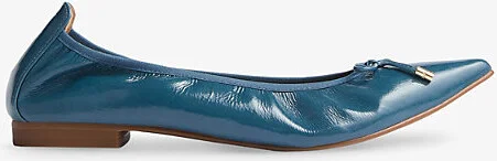 Womens Blu-Steel Blue Tilly Patent-Leather Ballet Flats Eur 38/5 Uk Women