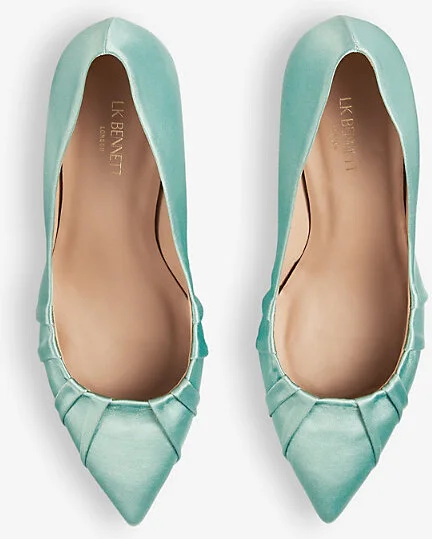 Womens Blu-Teal Florena Pleated Heeled Satin Courts Eur 42/ 9 Uk Women - Image 2