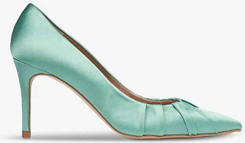 Womens Blu-Teal Florena Pleated Heeled Satin Courts Eur 42/ 9 Uk Women