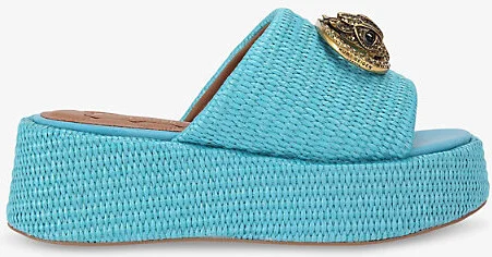 Womens Blue Chelsea Logo-Embellished Woven Platform Sandals Eur 41 / 8 Uk Women