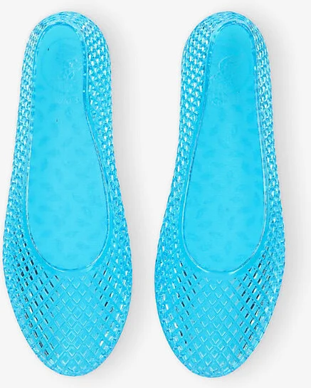Womens Blue/Dark Iro Mesh-Textured PVC Ballet Flats Eur 37 / 4 Uk Women - Image 2