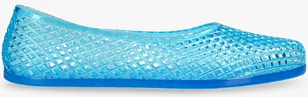 Womens Blue/Dark Iro Mesh-Textured PVC Ballet Flats Eur 37 / 4 Uk Women