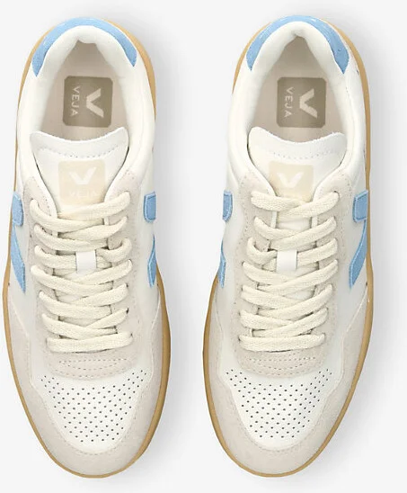 Womens Blue/Drk.C V-90 Logo-Embroidered Leather Low-Top Trainers Eur 42/ 9 Uk Women - Image 2