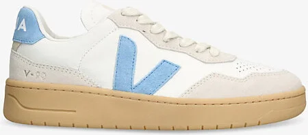 Womens Blue/Drk.C V-90 Logo-Embroidered Leather Low-Top Trainers Eur 42/ 9 Uk Women