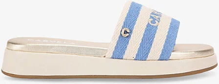 Womens Blue Other Palermo Striped Canvas Mules Eur 41 / 8 Uk Women