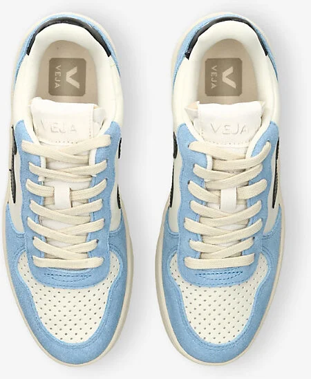 Womens Blue Other V-10 Logo-Embroidered Leather Low-Top Trainers Eur 37 / 4 Uk Women - Image 2