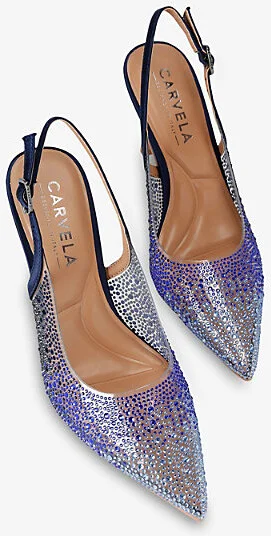 Womens Blue Positano Vinyl Embellished Heels Eur 38/5 Uk Women - Image 2