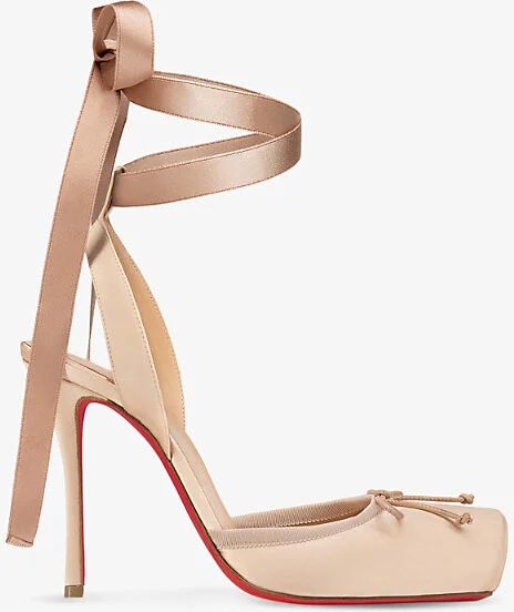 Womens Blush Cassia Lace Up 100 Crepe-Satin Heels Eur 40 / 7 Uk Women