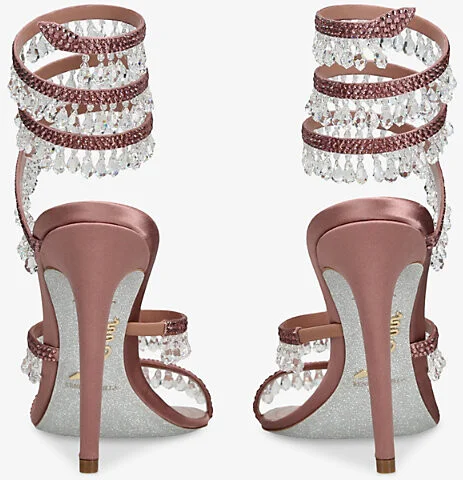Womens Blush Chandelier 105 Crystal-Embellished Satin Heeled Sandals Eur 41 / 8 Uk Women - Image 2