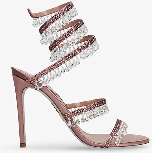 Womens Blush Chandelier 105 Crystal-Embellished Satin Heeled Sandals Eur 41 / 8 Uk Women