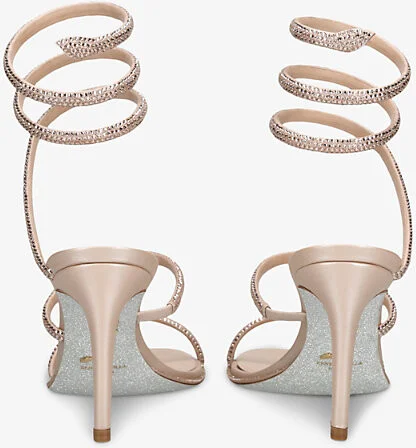Womens Blush Cleo 80 Crystal-Embellished Leather Heeled Sandals Eur 37 / 4 Uk Women - Image 2