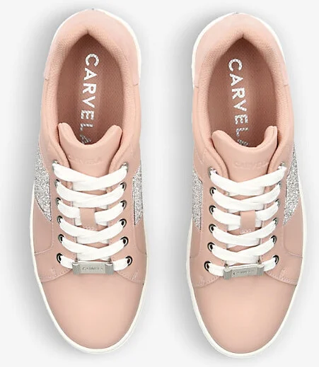 Womens Blush Connected Rhinestone-Embellished Platform Leather Trainers Eur 38/5 Uk Women - Image 2
