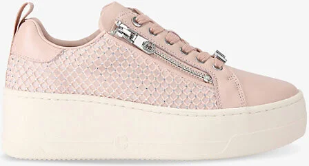 Womens Blush Connected Zip Flatform Leather Low-Top Trainers Eur 39 / 6 Uk Women