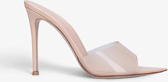 Womens Blush Elle Leather and PVC Heeled Mules Eur 38/5 Uk Women