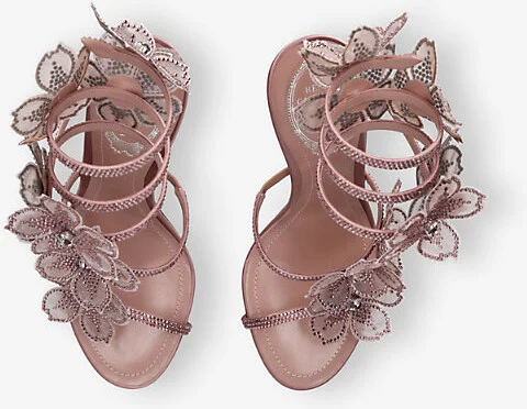 Womens Blush Floral Cleo 105 Satin Heeled Sandals Eur 40 / 7 Uk Women - Image 2