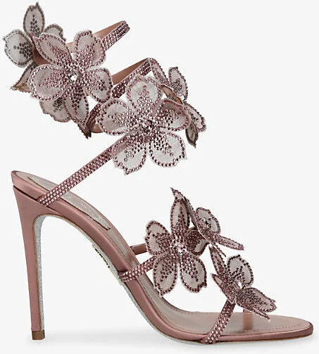 Womens Blush Floral Cleo 105 Satin Heeled Sandals Eur 40 / 7 Uk Women