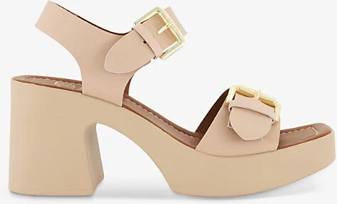 Womens Blush-Leather Jenies Two-Buckle Leather Platform Sandals Eur 40 / 7 Uk Women