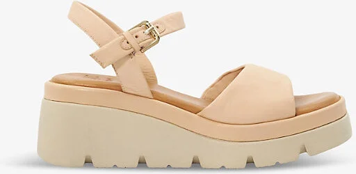 Womens Blush-Leather Komodo Wedge-Heel Leather Sandals Eur 38/5 Uk Women