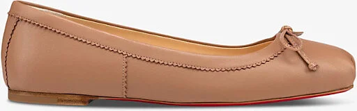 Womens Blush Mamadrague Bow-Embellished Leather Flats Eur 37 / 4 Uk Women