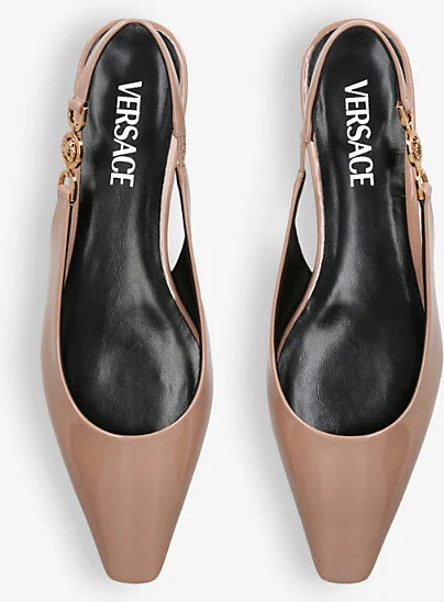 Womens Blush Medusa Patent-Leather Slingback Flats Eur 38/5 Uk Women - Image 2