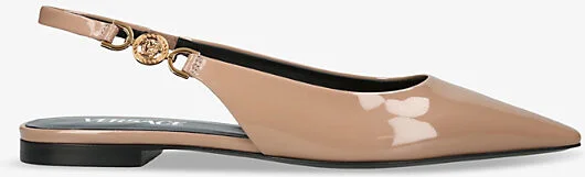 Womens Blush Medusa Patent-Leather Slingback Flats Eur 38/5 Uk Women