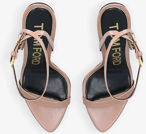 Womens Blush Padlock Leather Heeled Sandals Eur 41 / 8 Uk Women - Image 2