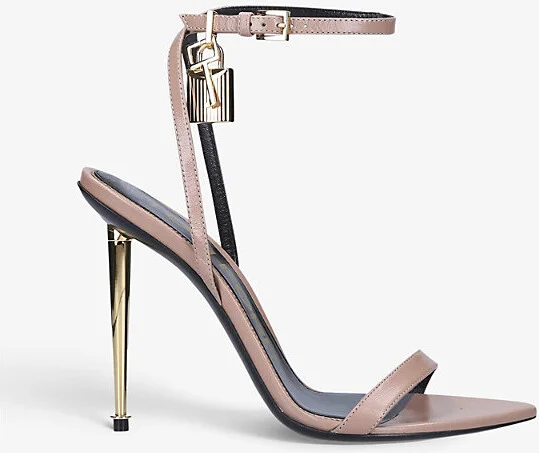 Womens Blush Padlock Leather Heeled Sandals Eur 41 / 8 Uk Women