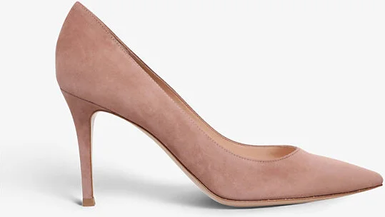 Womens Blush Pointed-Toe Suede Court Heels Eur 37.5 / 4.5 Uk Women