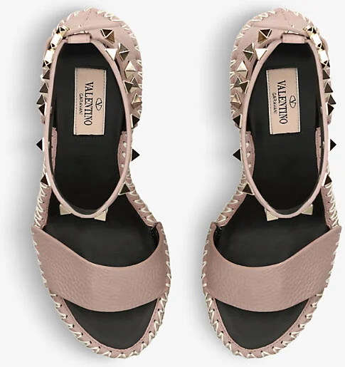 Womens Blush Rockstud 105 Leather Espadrille Wedges Eur 35 / 2 Uk Women - Image 2