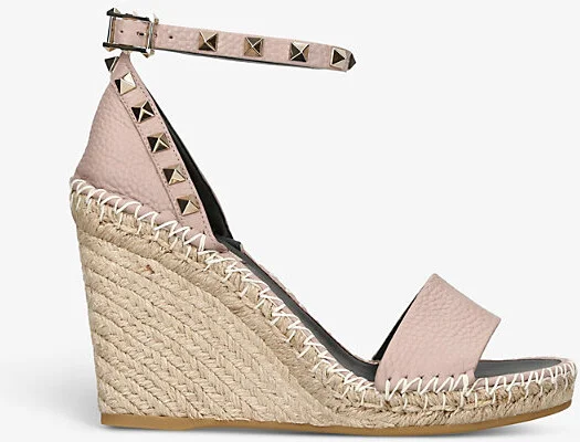 Womens Blush Rockstud 105 Leather Espadrille Wedges Eur 35 / 2 Uk Women