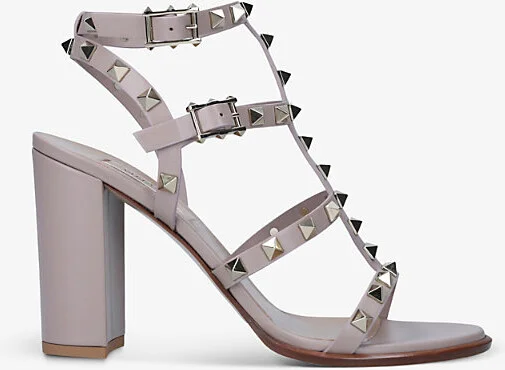 Womens Blush Rockstud Open-Toe Leather Heeled Sandals Eur 39 / 6 Uk Women