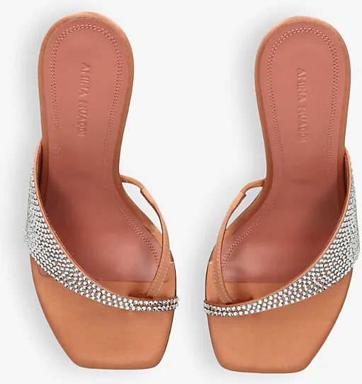 Womens Blush Shiona Crystal-Embellished Silk Heeled Mules Eur 41 / 8 Uk Women - Image 2