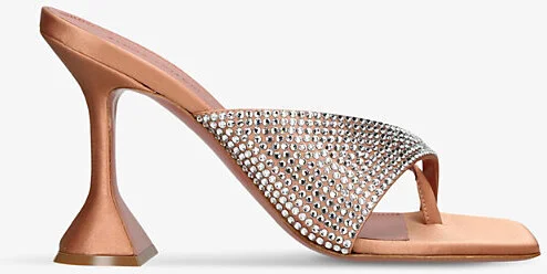 Womens Blush Shiona Crystal-Embellished Silk Heeled Mules Eur 41 / 8 Uk Women