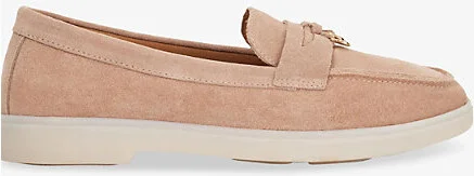 Womens Blush Suede Grinning Charm-Detail Suede Loafers Eur 37 / 4 Uk Women