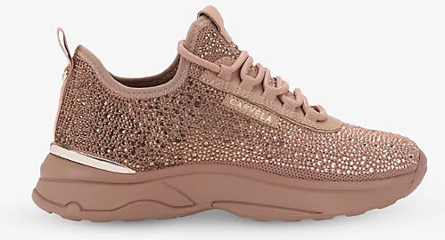 Womens Blush Swift Jewel Runner Rhinestone-Embellished Woven Low-Top Trainers Eur 37 / 4 Uk Women