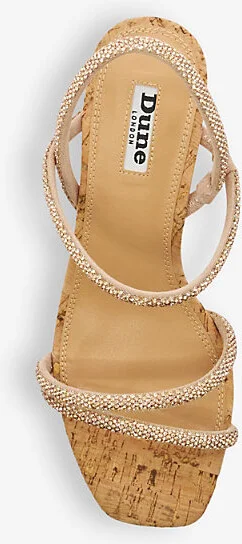 Womens Blush-Synthetic Kalia Crystal-Embellished Wedge Cork Sandals Eur 37 / 4 Uk Women - Image 2