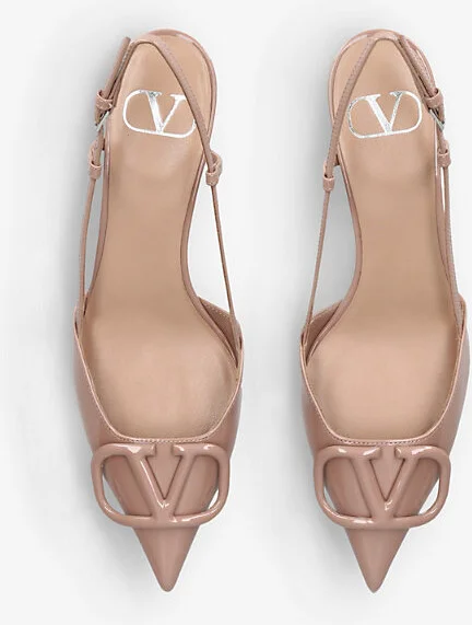 Womens Blush Vlogo 40 Patent-Leather Slingback Courts Eur 39 / 6 Uk Women - Image 2