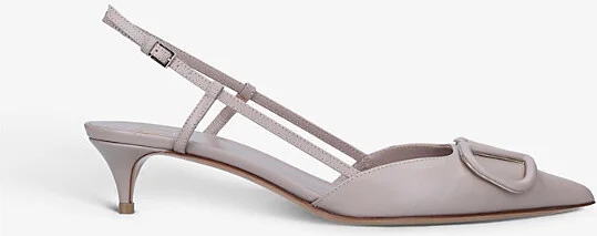 Womens Blush Vlogo 40 Pointed-Toe Leather Slingback Courts Eur 36.5 / 3.5 Uk Women