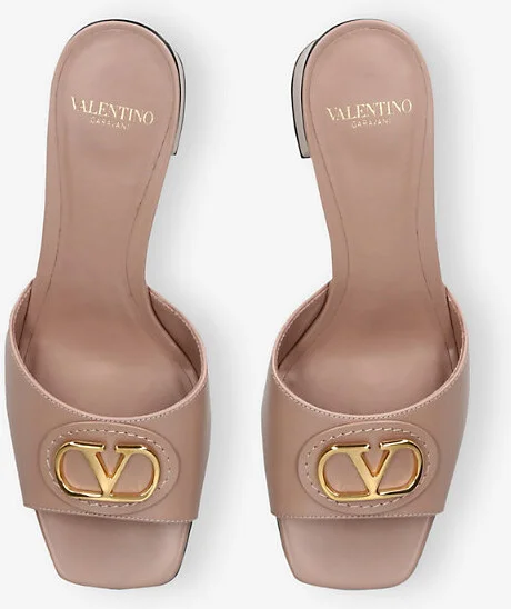 Womens Blush Vlogo 60 Leather Heeled Mules Eur 40 / 7 Uk Women - Image 2