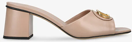 Womens Blush Vlogo 60 Leather Heeled Mules Eur 40 / 7 Uk Women