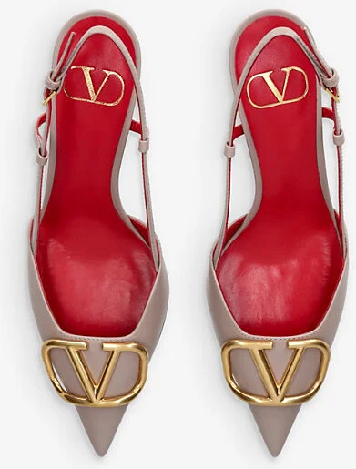 Womens Blush Vlogo 80 Pointed-Toe Leather Slingback Courts Eur 38/5 Uk Women - Image 2