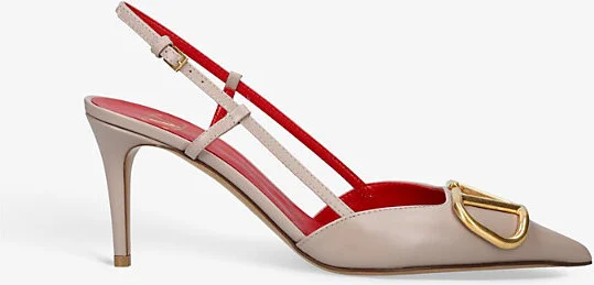 Womens Blush Vlogo 80 Pointed-Toe Leather Slingback Courts Eur 38/5 Uk Women