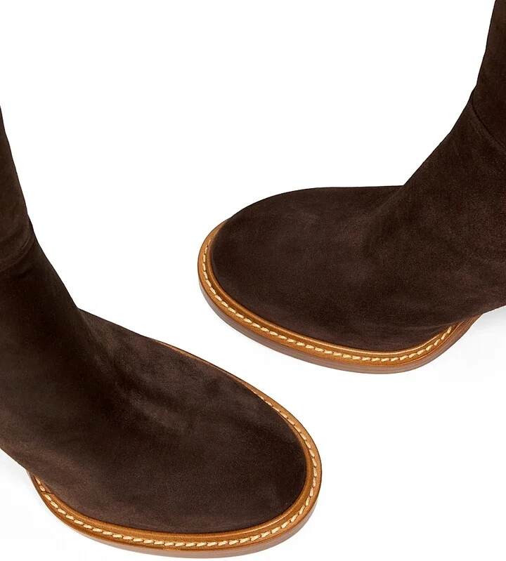 Women's Bocca 75MM Suede Boots - Chocolate - Size 7.5 - Image 4