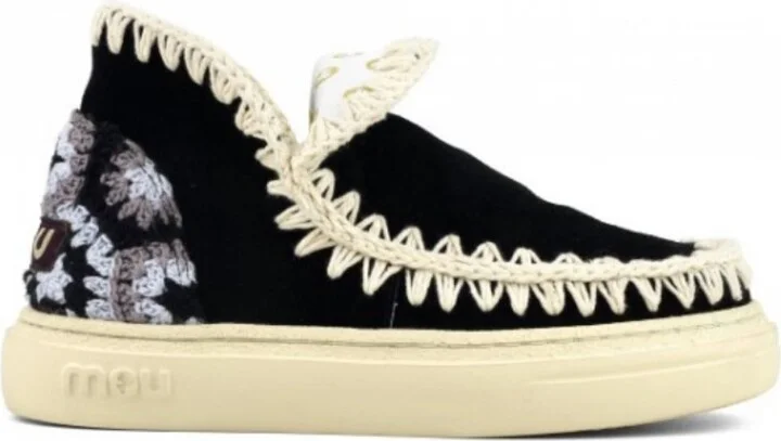 Women's Bold Eskimo Sneaker With Crochet Heel In Black Combo