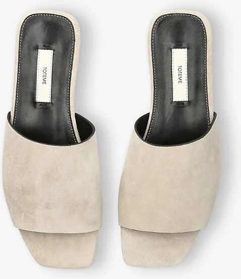 Womens Bone Bandeau Velour-Leather Sliders Eur 39 / 6 Uk Women - Image 2