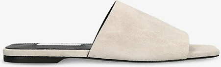 Womens Bone Bandeau Velour-Leather Sliders Eur 39 / 6 Uk Women